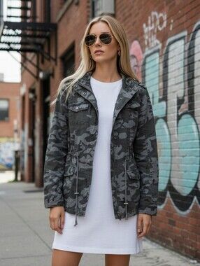 Casual Camo Anorak Jacket - Gray
